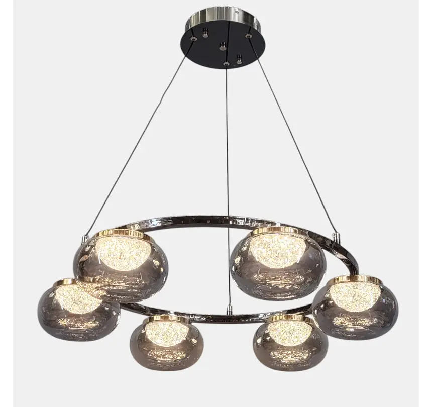 Світлодіодна люстра підвісна Artlight LQ7125-6 з шістьма графітовими плафонами, 35W - фото 6