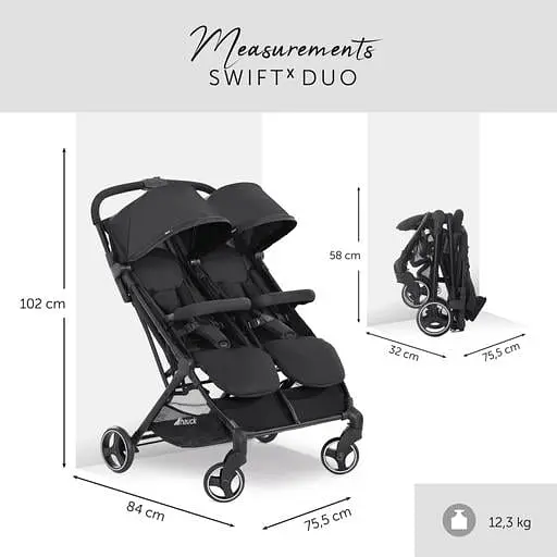 Прогулянкова коляска для двійні Hauck Swift X Duo Black, чорна (50004-0) - фото 4