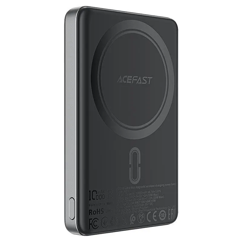 Зовнішній аккумулятор ACEFAST M12 PD20W ultra-thin magnetic wireless charging power bank 10000mAh, чорний