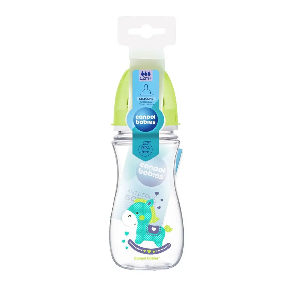 Антиколиковая бутылочка Canpol Babies Easystart Цветные зверята 12+ 300 мл салатовый (35/204) - фото 2