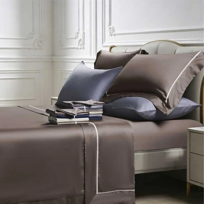 Комплект постільної білизни Lovely Svi сатин люкс 300ТС (135г/м2) Євро Brown (240326) - фото 3