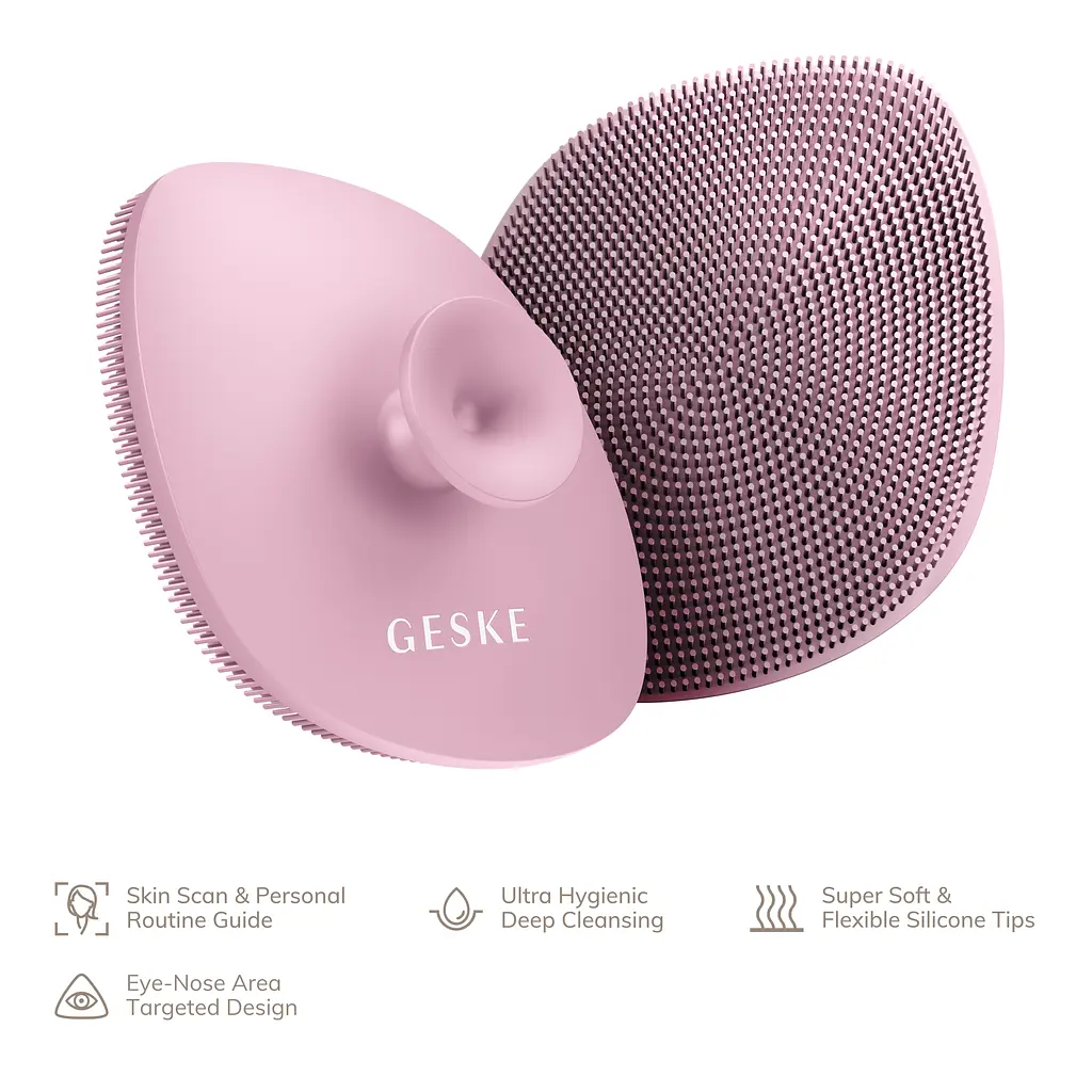 Щітка для обличчя GESKE Facial Brush 4 в 1 з тримачем рожева - фото 3
