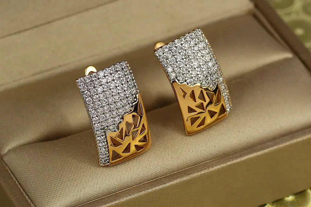 Сережки Xuping Jewelry уламок з родієм 1,9 см золотисті - фото 3