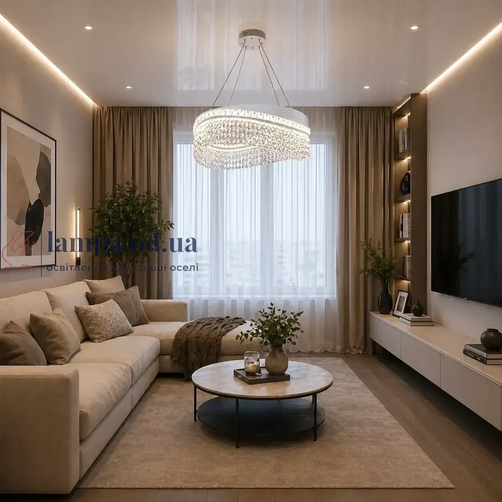 Елегантна підвісна LED люстра Diasha P7027/D500WH біла 58W до 20 м2 - фото 2
