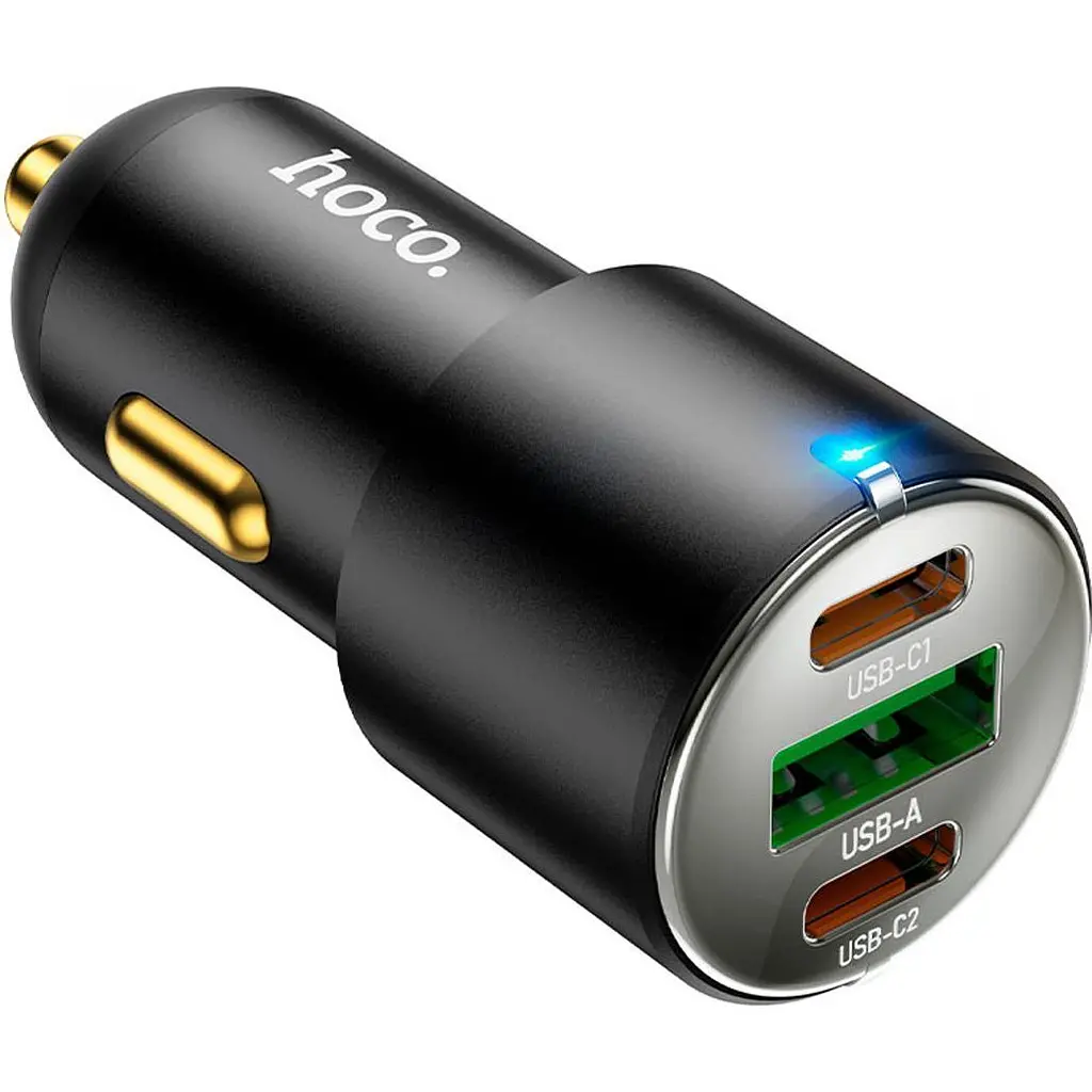 Автомобільний зарядний пристрій Hoco NZ6 PD45W USB-A+2хUSB-C Black (765185) [151276] - фото 5