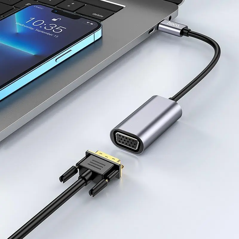 Переходник Hoco Origin Type-C to VGA converter UA21 1080p адаптер видеосигнала - фото 3