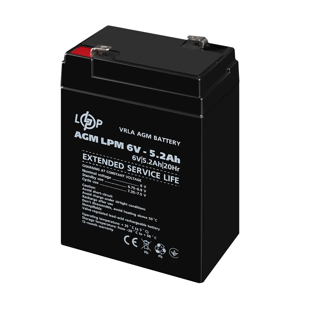 Акумулятор AGM LPM 6V - 5.2 Ah - фото 3