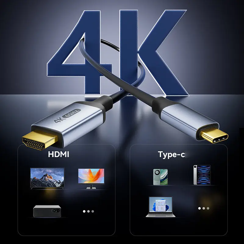 Кабель-перехідник Digital ZX167 USB Type-C - HDMI 4K 60Hz 2 м Чорний (HDMIC4K-2m) - фото 5