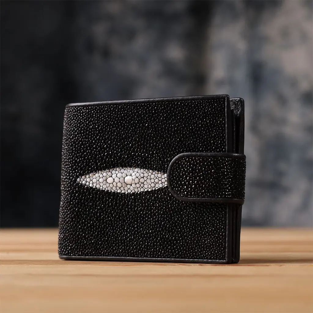 Портмоне чоловіче STINGRAY LEATHER 18070 з натуральної шкіри морського ската чорне - фото 8