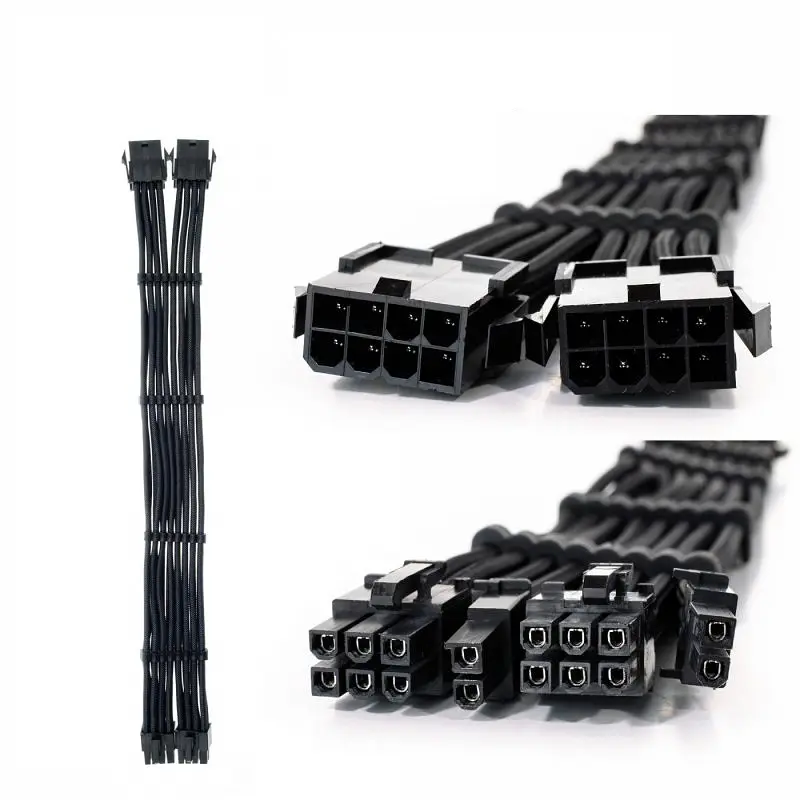 Набор кабелей для блока питания QUBE 1*24P MB, 2*4+4P CPU,2*6+2P VGA Black - фото 2