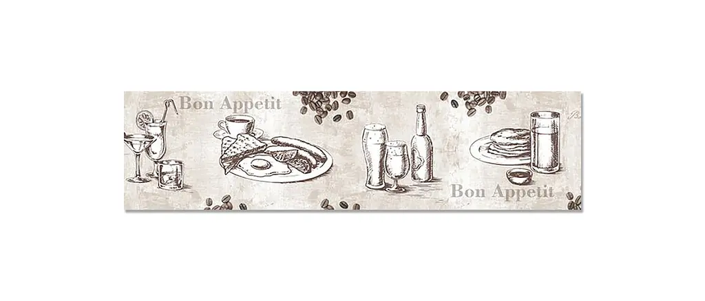 Вініловий кухонний фартух Happy Pocket Намальований Сніданок наклейка для кухні ПВХ Їжа Бежевий Z181808 - фото 6