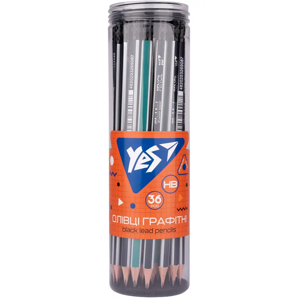 Олівець чорнографітний YES Stripes трикутний з гумкою 36 шт. (280593) - фото 3