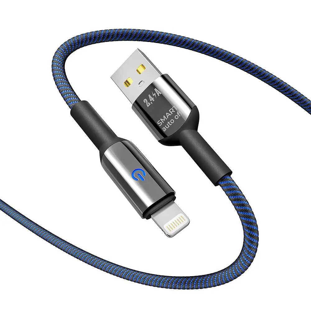 Кабель для заряджання та обміну даними Yoki YK-SM31 SMART Series USB/Lightning 12W 2.4A/5V 1.2 м Чорно-Синій - фото 4