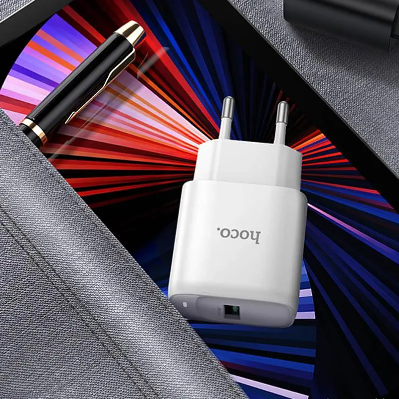 Мережевний зарядний пристрій Hoco C140A Smart QC3.0 18W 1USB-A + кабель USB to MicroUSB White - фото 4