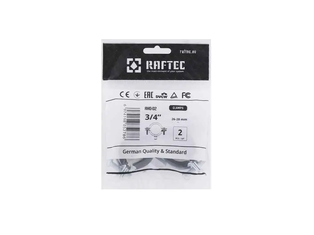 Хомут RAFTEC для кріплення труб, DN 20, 3/4", ф26-28 мм, гайка М8/10, (2шт.уп.) RHO-2628 - фото 7
