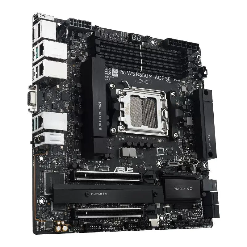 ASUS Материнська плата ASUS PRO WS B850M-ACE SE sAM5 B850 4xDDR5 M.2 HDMI DP D-Sub USB Type-C mATX - фото 3