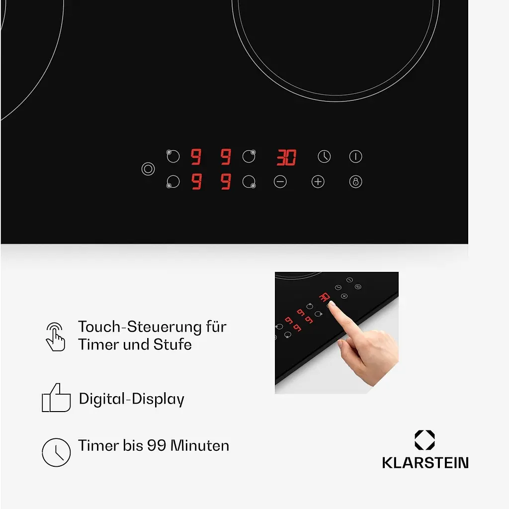 Варильна поверхня вбудована KLARSTEIN Virtuosa 4 зони 6600 Вт (10045614) - фото 7