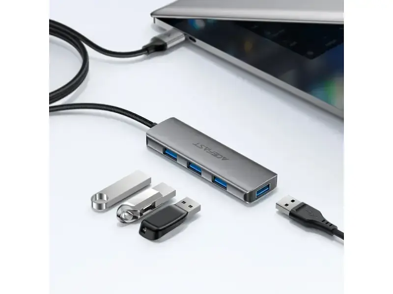 USB-хаб Acefast J17 4-in-1 Metal Gray (6974316285922) - фото 3