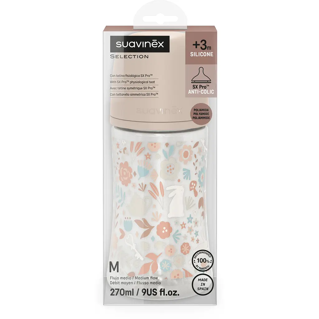 Бутылочка для кормления Suavinex Wonderland 270 мл средний поток розовая (308748) - фото 3