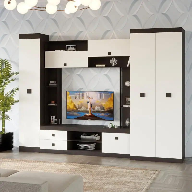 Стінка для вітальні Еверест Соната 3 (модульна - 3 елементи) венге темний/білий (EVR-2514) - фото 2