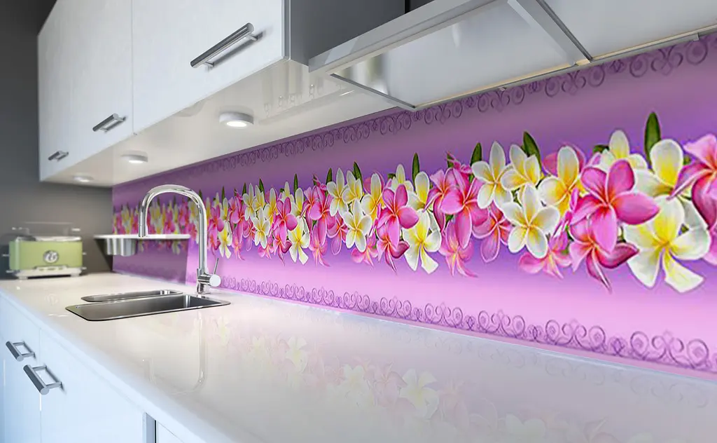 Кухонний фартух Гавайський візерунок Квіти ПВХ для декору 60х300 см Фіолетовий Happy Pocket Z182441 - фото 5