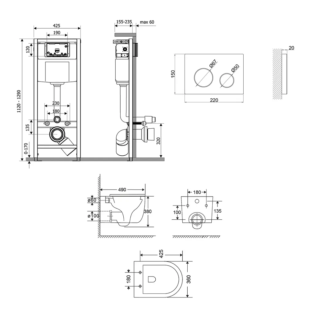 Підвісний унітаз Qtap Taurus Ultra Quiet + інсталяція Qtap Nest 4 в 1 (кругла клавіша White), Білий - фото 2