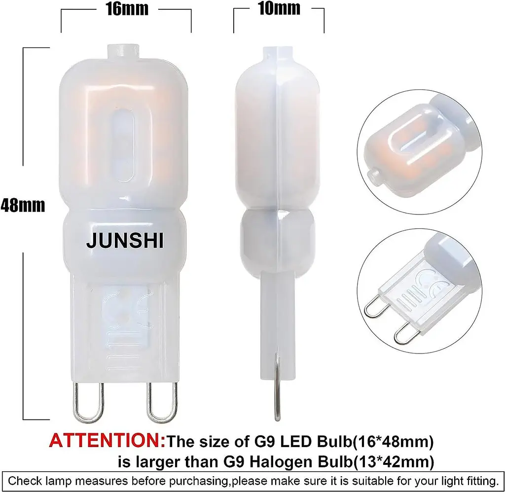 Светодиодная лампа JUNSHI G9, от 2,5 Вт до 20 Вт, теплый белый 3000 K, 210 люменов, AC220-240V - фото 3