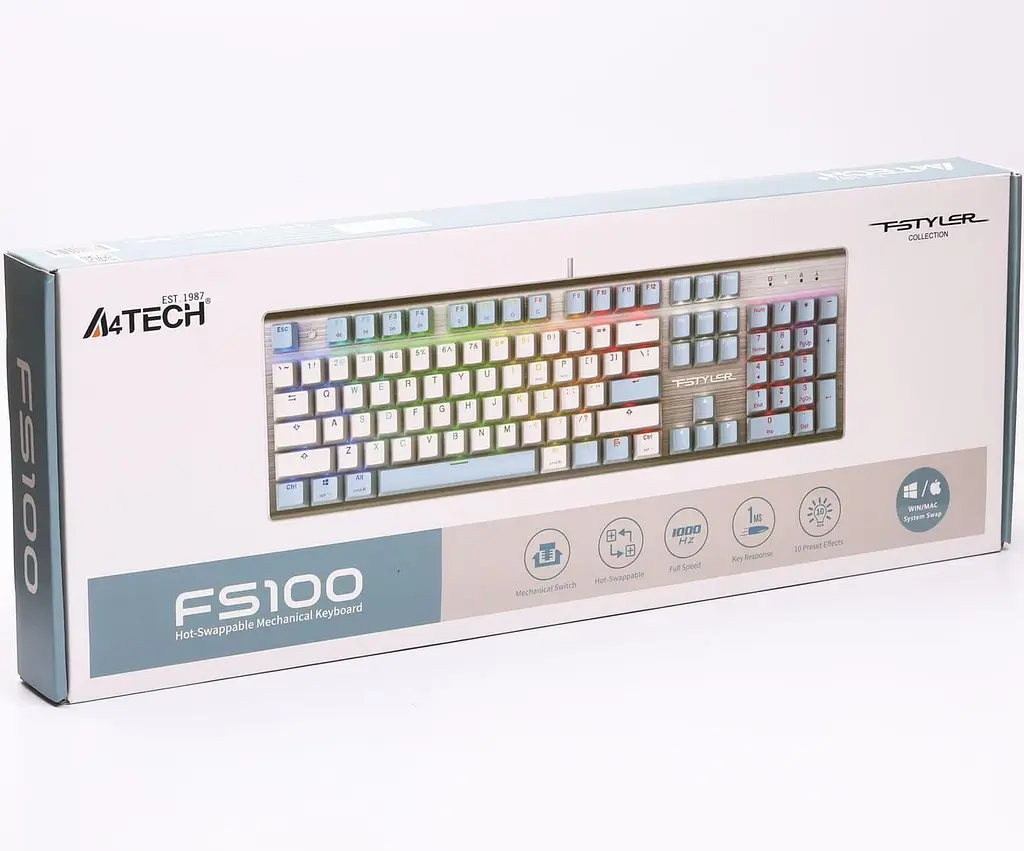 Клавіатура A4Tech Fstyler FS100 USB Blue (FS100 (Icy Blue)) - фото 10