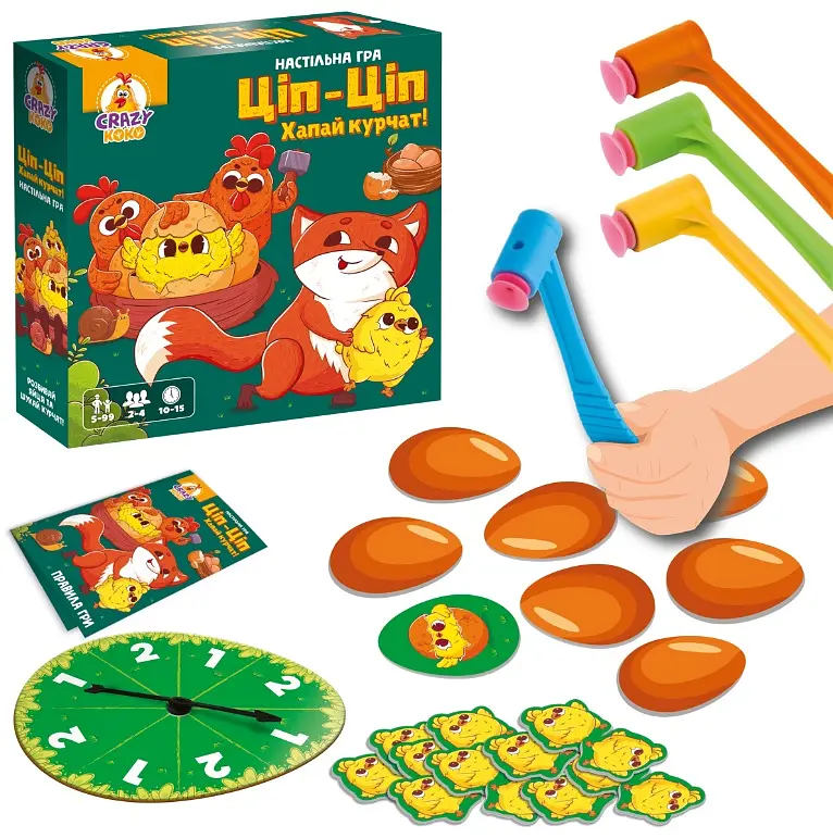 Гра настольная Vladi Toys, развлекательная, Цып-Цып Хватай цыплят!, на украинском - фото 1