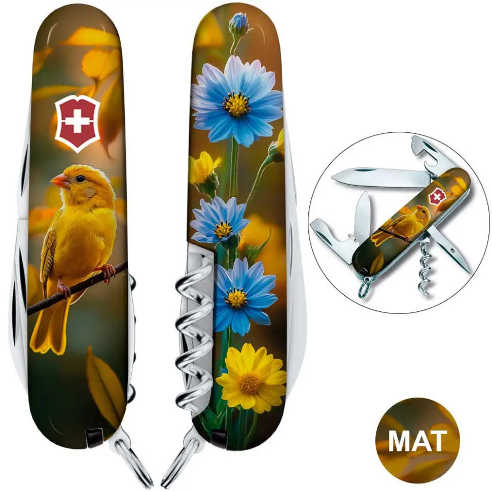Ніж Victorinox Spartan Ukraine 91мм 13функ Золота пташка