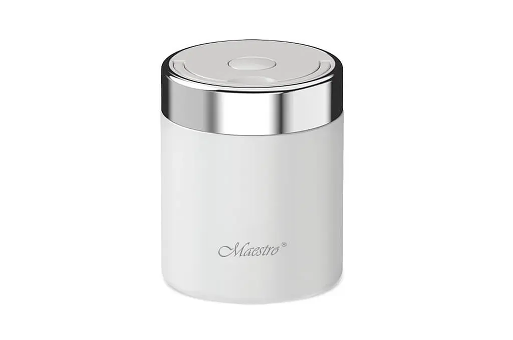 Термос харчовий для їжі із ручкою Maestro MR-1649-50-WHITE об'ємом 500 мл із нержавіючої сталі з вакуумною колбою 0.5 л в школу та для подорожі Білий