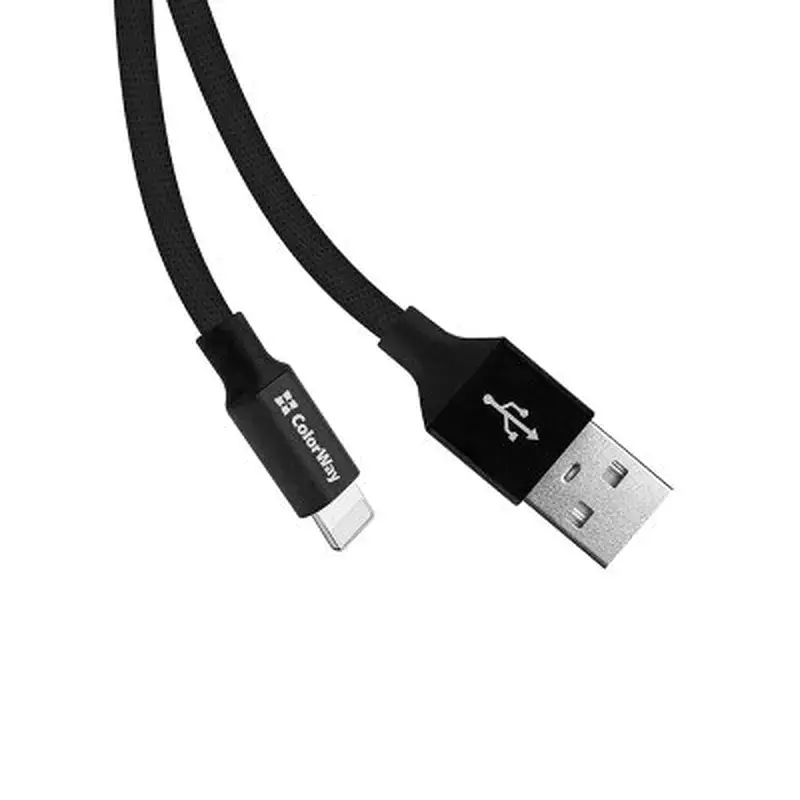 Дата кабель USB 2.0 AM to Lightning 0.25m black ColorWay (CW-CBUL048-BK) - фото 3