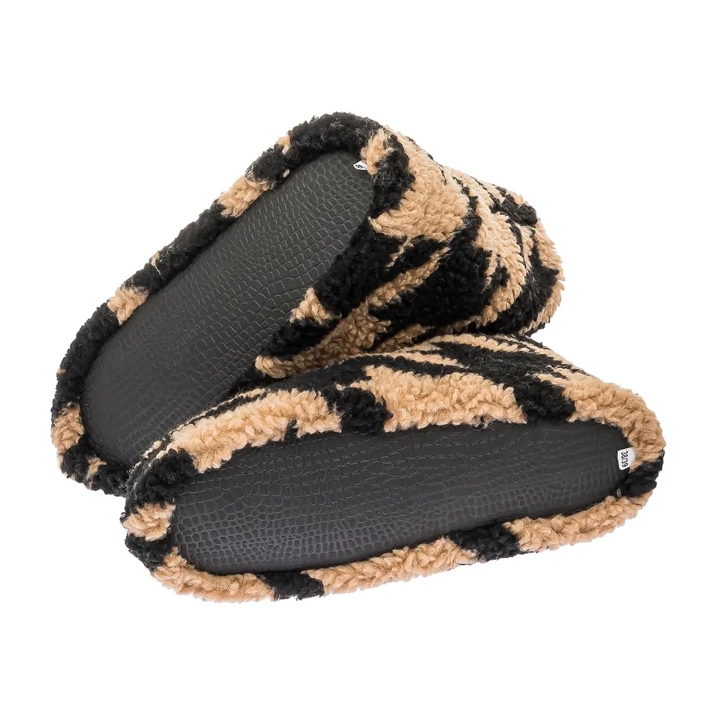 Чуні капці жіночі з овечої вовни з принтом "Зебра" коричневі 40-41 Коричневий 85559 - фото 8