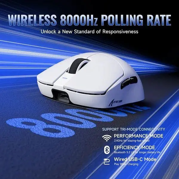 Миша Attack Shark X8 Ultimate Wireless (AS-6979033730090-W) White (G-000004492) - фото 6