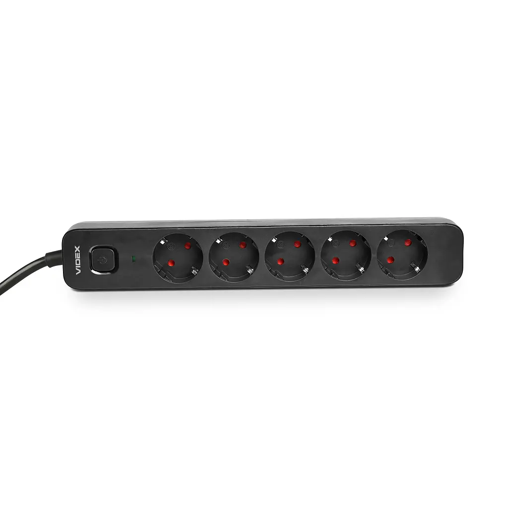 Мережевий подовжувач VIDEX ONCORD з/з 5п 3м (3x1.5мм) з кнопкою Black VIDEX (27690-000) - фото 4