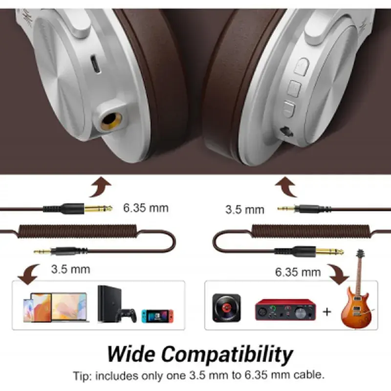 Навушники OneOdio Fusion A70 Bluetooth+3,5мм/6,35мм Silver/Brown (A70 Silver Brown) - фото 4