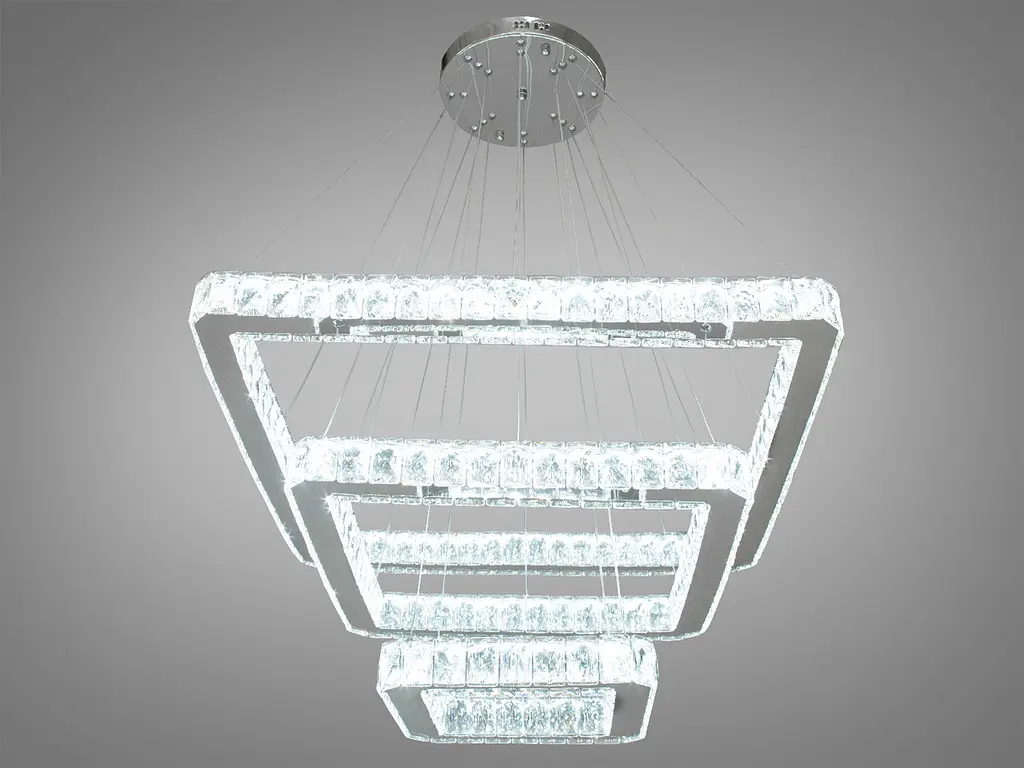 Шикарна кришталева люстра для високих стель 120 Вт Diasha 7220-3D/650+450+250 - фото 2