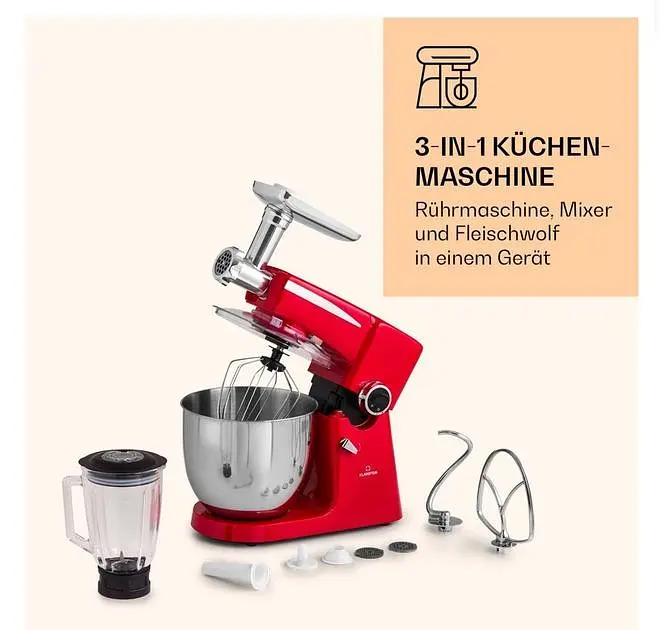 Кухонный комбайн 3в1 Klarstein Renata Rossa 2000 Вт (10040499) - фото 2
