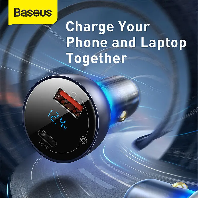 Зарядний для авто Baseus Particular Digital Display QC+PPS Dual USB + Type-C 65 W (CCKX-C0A) - фото 7