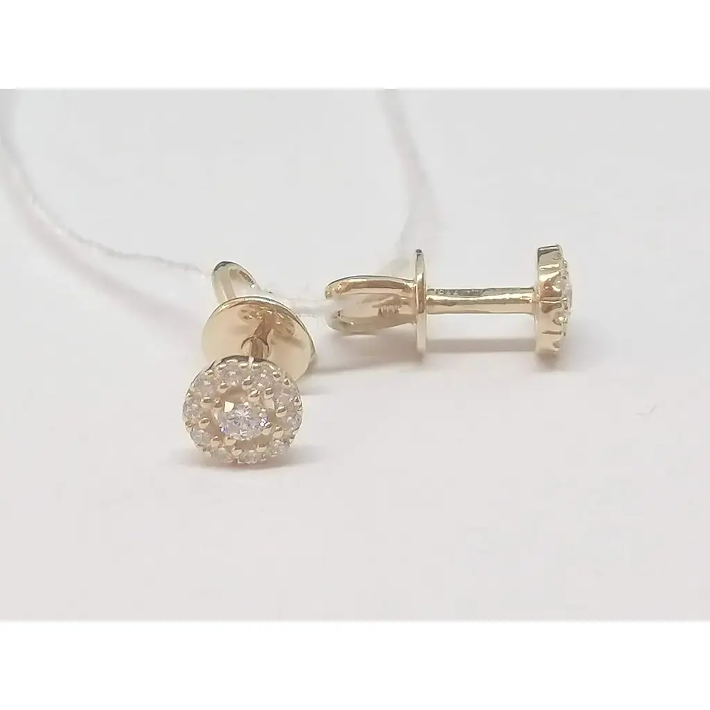 Золотые серьги-пуссеты Favoritum c фианитами. 211334 - фото 2