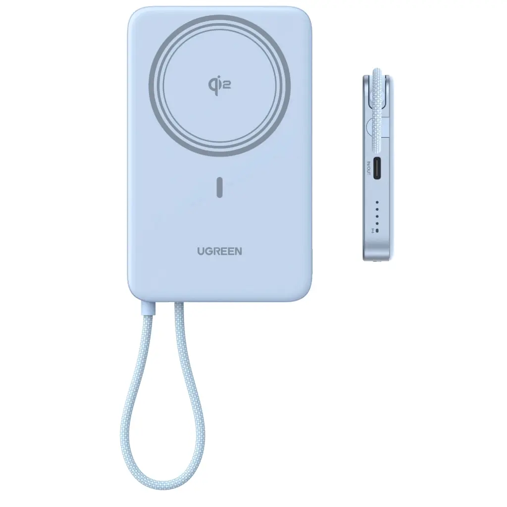 Батарея універсальна Ugreen 10000mAh 30W 1xUSB-C + 15W Magnetic Wireless + cable USB-C blue (65839B) - фото 7