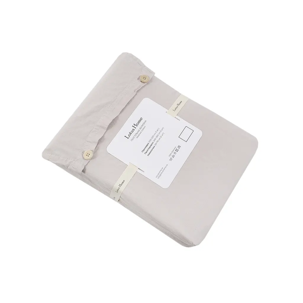 Постельное белье Lotus Home Washed cotton - Kansas бежевый евро - фото 5