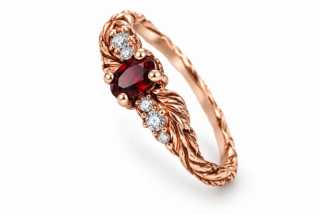 Жіноча каблучка Jewellery Continent з червоного золота з гранатом 20 (К-0860) - фото 2