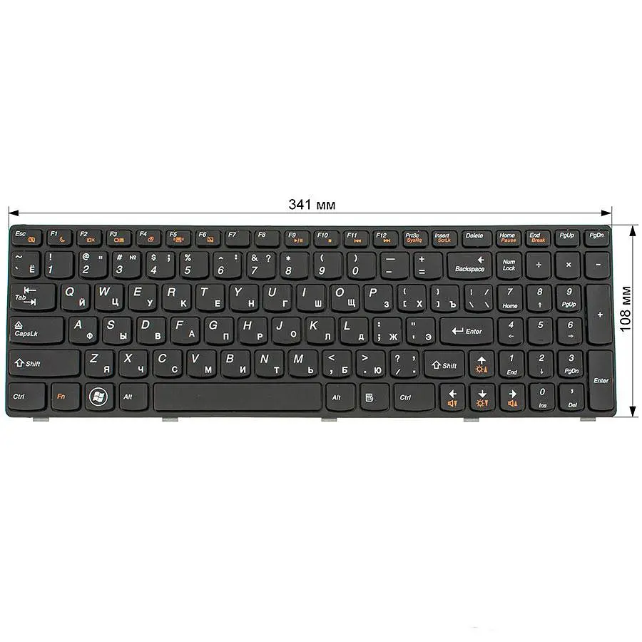 Клавіатура для ноутбука LENOVO (G580 G585 N580 N585 Z580 Z585) rus чорний чорний frame - фото 2