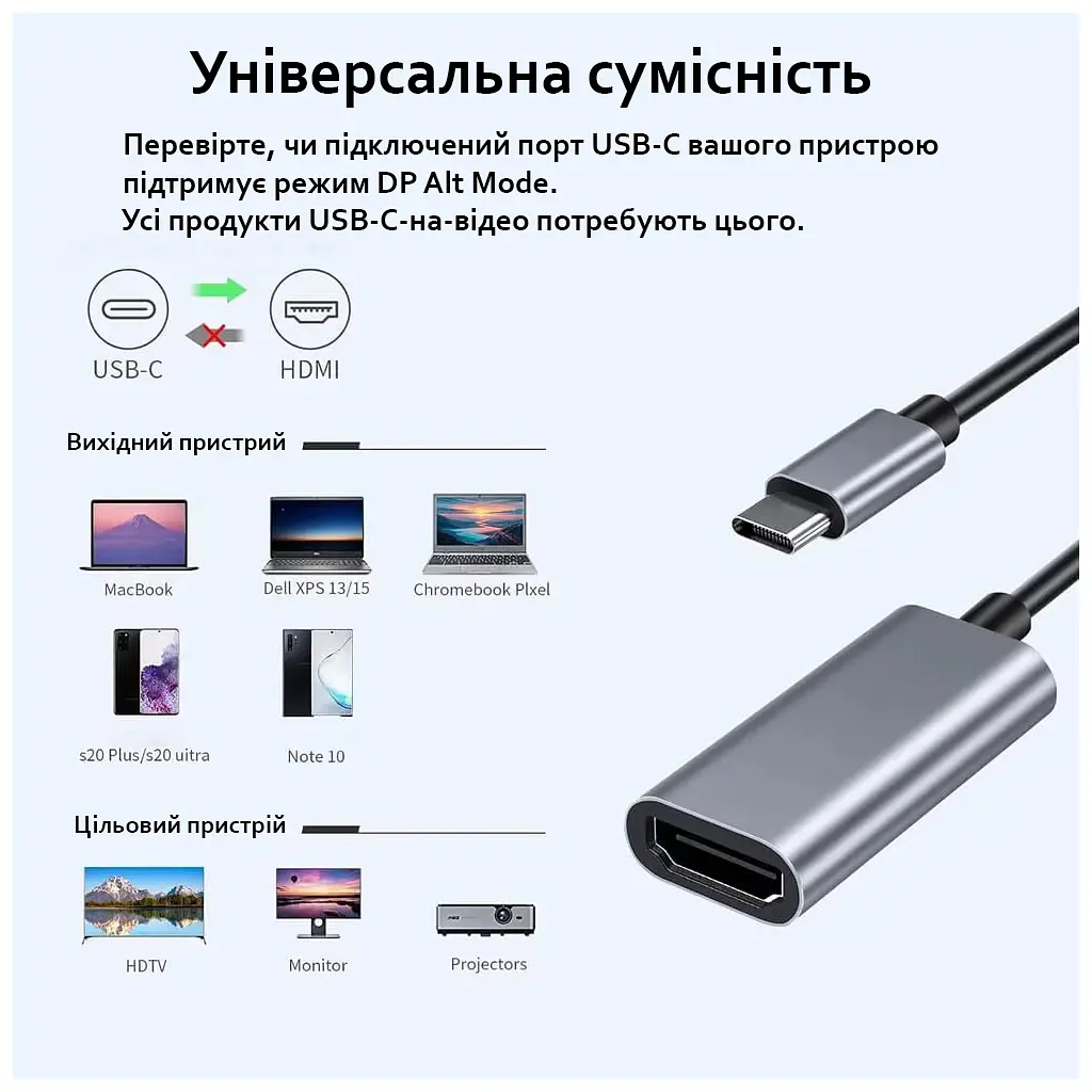 Перехідник USB-C to HDMI F USB 3.0 4K60Hz dark gray Dynamode (DM-AD-USB-C-HDMI) - фото 3