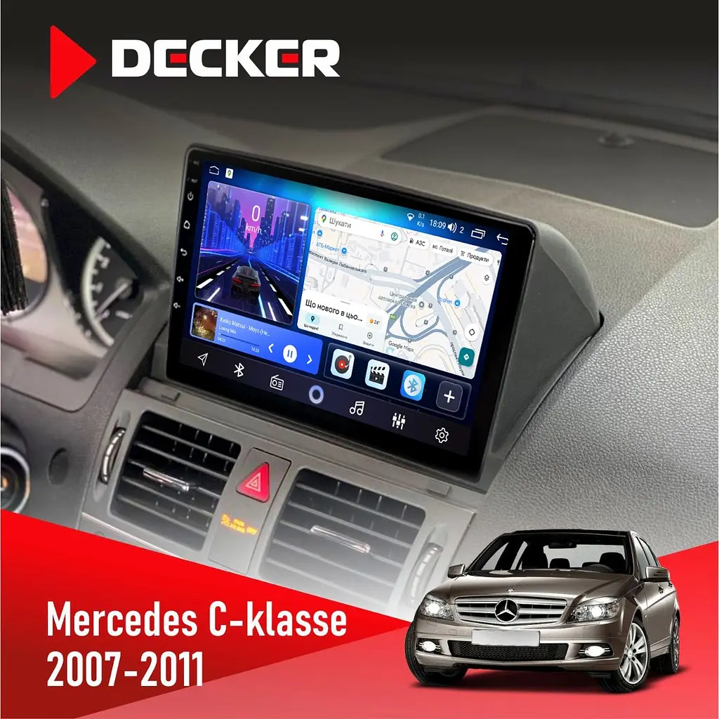 Штатна магнітола Mercedes-Benz C-Class (W204) 2007-2011 Decker D9-006 4x64, 4G Decker (НФ-00003702)