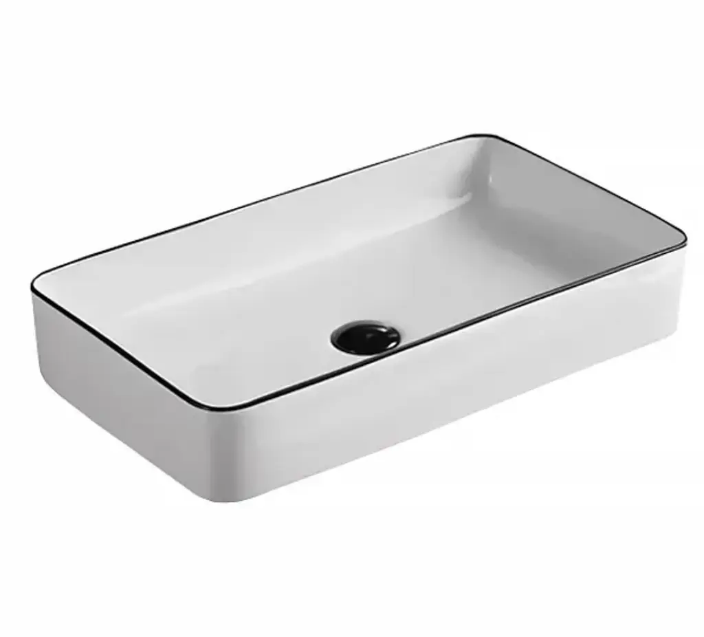 Умивальник накладний Imprese Black Edge 60,5x35,5x11,5 см білий/чорний i11099, Білий - фото 2