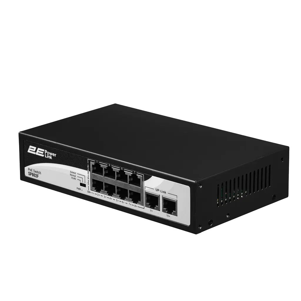 Коммутатор PowerLink SP802F 10xFE (8xPoE, 2xUplink), 96Вт, Неуправляемый 2E teh0018108 - фото 2