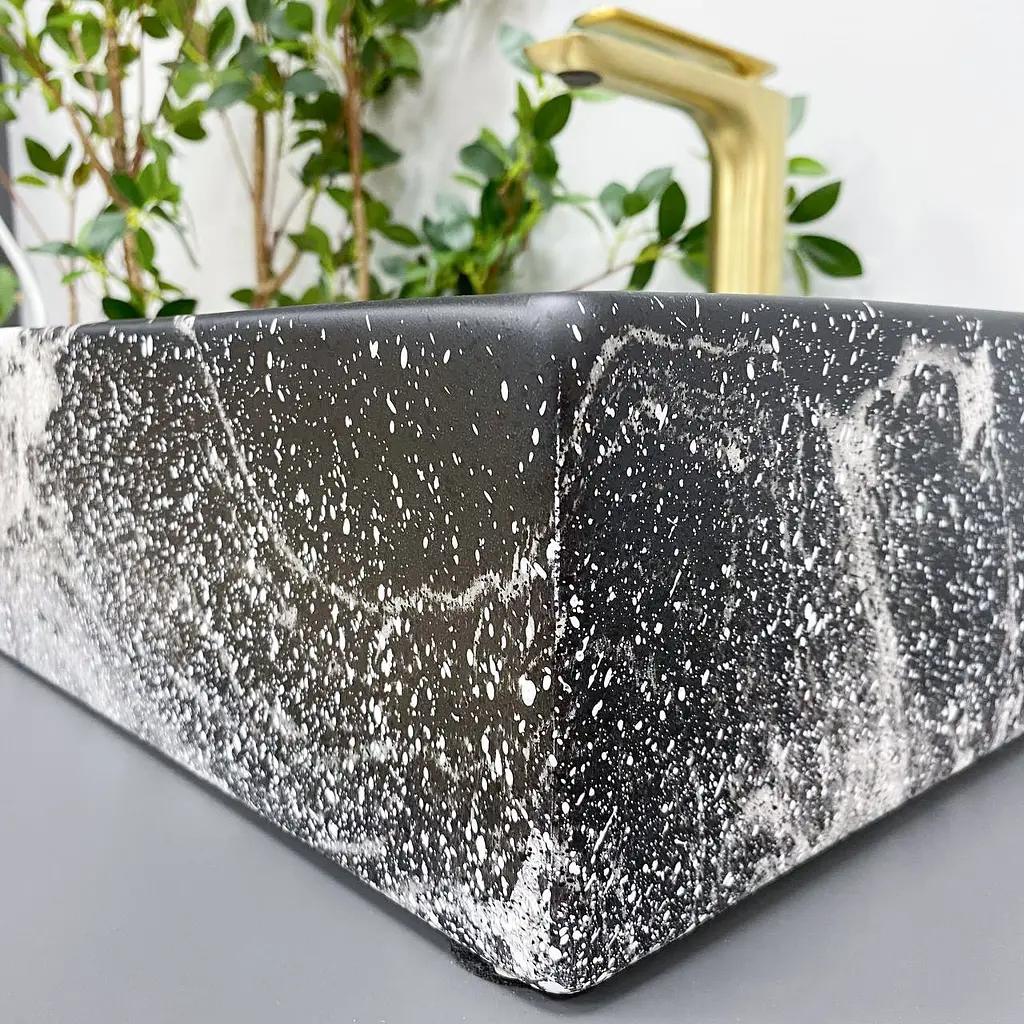 Умивальник VBI Latina dark marmo matt накладний VBI-013104, Чорний матовий - фото 6