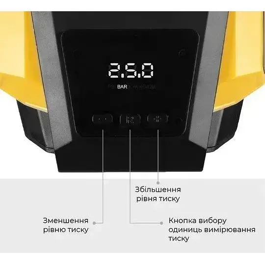 Автокомпрессор Gemix Model G black/yellow поршневой с сумкой цифровой манометр функция Autostop фонарик 35 л/мин - фото 3